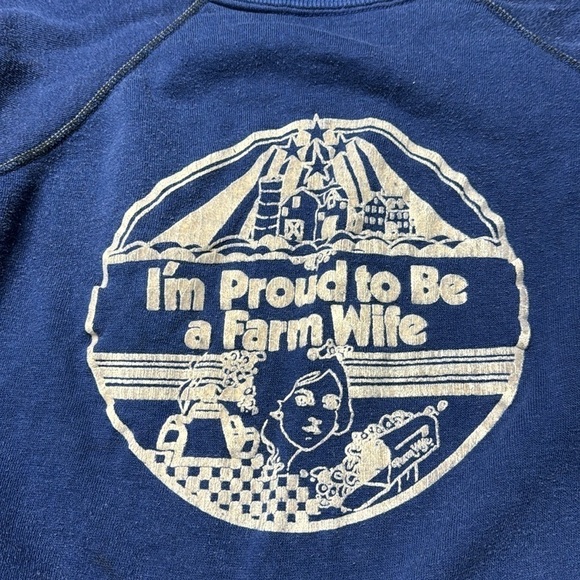 Vintage Sportswear I'm Proud To Be A Farm Wife Raglan Sleeve Sweatshirt Large - Picture 8 of 9